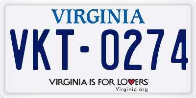 VA license plate VKT0274