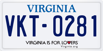 VA license plate VKT0281