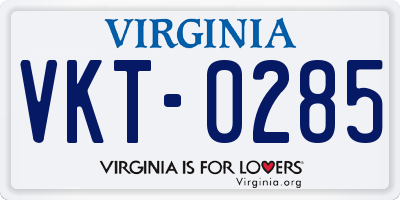 VA license plate VKT0285