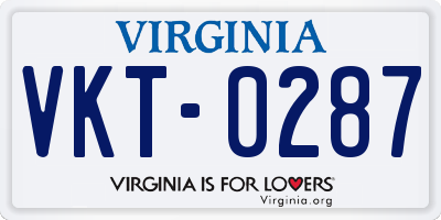 VA license plate VKT0287