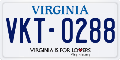 VA license plate VKT0288