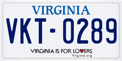 VA license plate VKT0289
