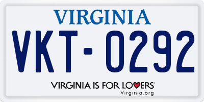 VA license plate VKT0292