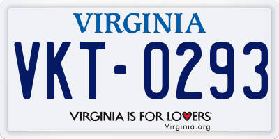 VA license plate VKT0293