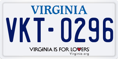 VA license plate VKT0296