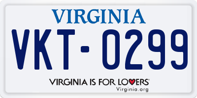 VA license plate VKT0299