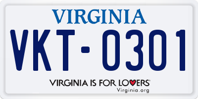 VA license plate VKT0301