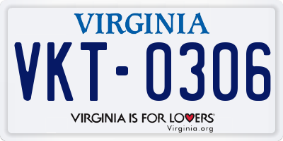 VA license plate VKT0306