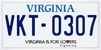 VA license plate VKT0307