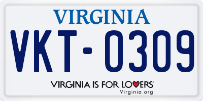 VA license plate VKT0309