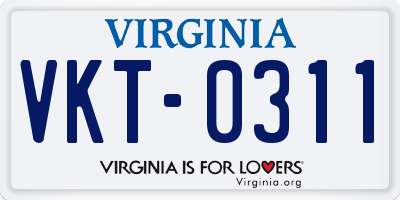 VA license plate VKT0311