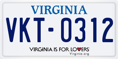 VA license plate VKT0312