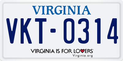VA license plate VKT0314
