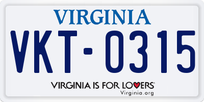 VA license plate VKT0315