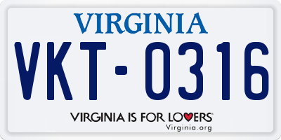 VA license plate VKT0316