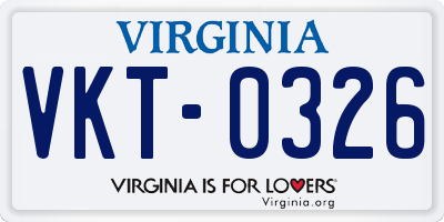 VA license plate VKT0326