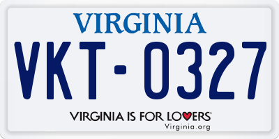 VA license plate VKT0327