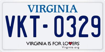 VA license plate VKT0329
