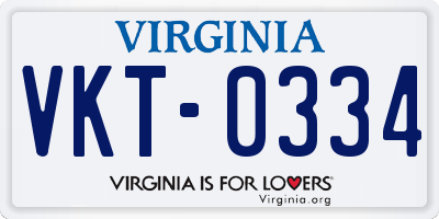 VA license plate VKT0334