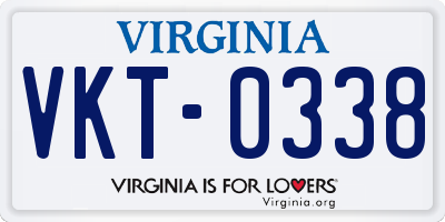 VA license plate VKT0338