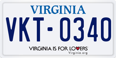 VA license plate VKT0340