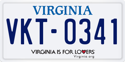VA license plate VKT0341