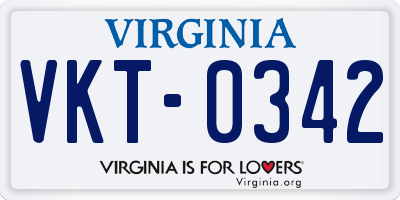 VA license plate VKT0342