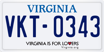 VA license plate VKT0343