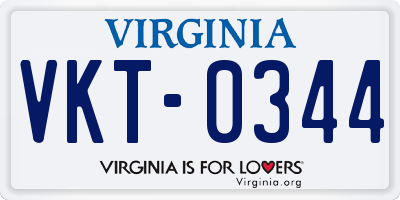VA license plate VKT0344