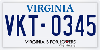 VA license plate VKT0345