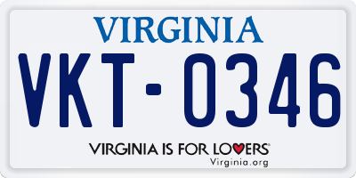 VA license plate VKT0346