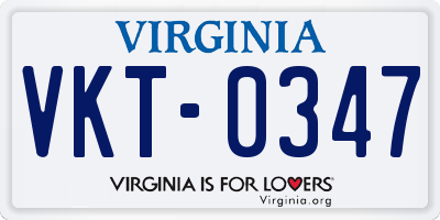 VA license plate VKT0347