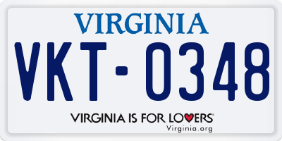 VA license plate VKT0348