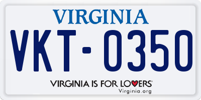 VA license plate VKT0350