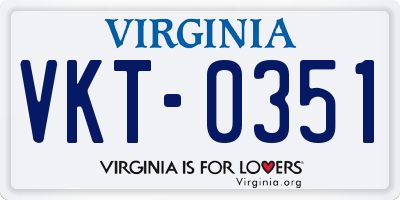 VA license plate VKT0351