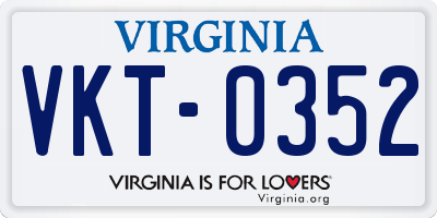 VA license plate VKT0352