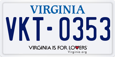 VA license plate VKT0353