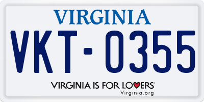 VA license plate VKT0355