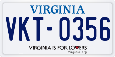 VA license plate VKT0356