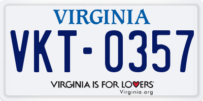 VA license plate VKT0357