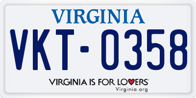 VA license plate VKT0358