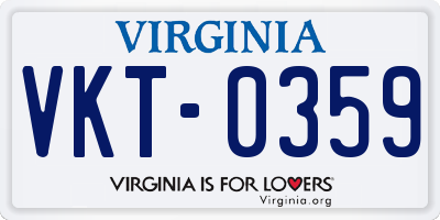 VA license plate VKT0359