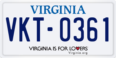 VA license plate VKT0361