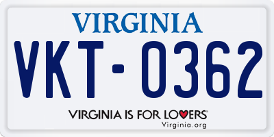 VA license plate VKT0362