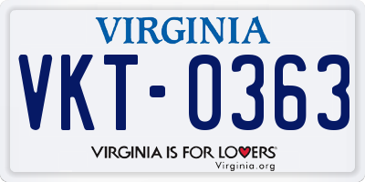 VA license plate VKT0363