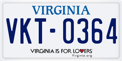VA license plate VKT0364