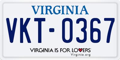 VA license plate VKT0367