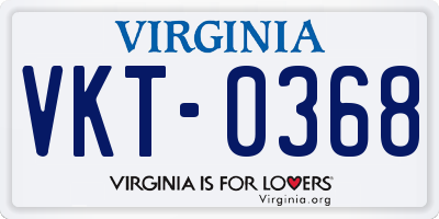 VA license plate VKT0368