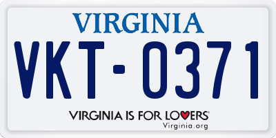 VA license plate VKT0371