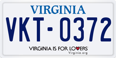 VA license plate VKT0372